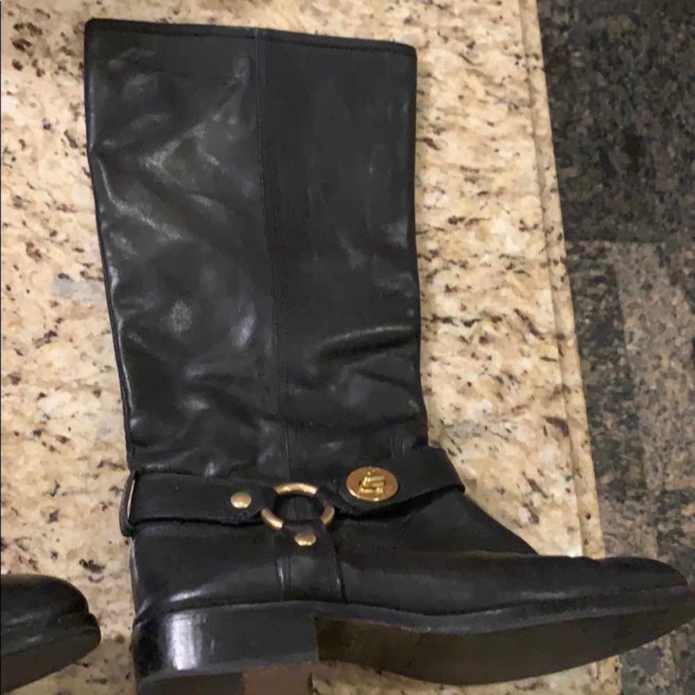 Coach black leather riding boots